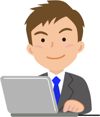 パソコンに向かう男性のイラスト